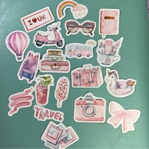 Vintage UK Pink, Girly and Glam World Traveler, 40 Sticker Set